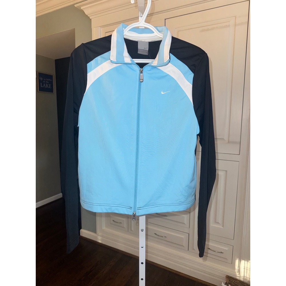 NWOT‎ Vintage Nike Womens Track Jacket Blue Black White Full Zip Size M